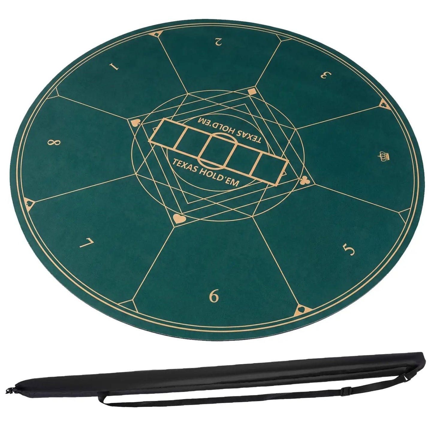 Round Poker Mat for Texas Holdem 55 Inch Portable