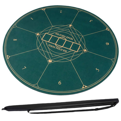 Round Poker Mat for Texas Holdem 55 Inch Portable