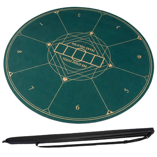 Round Poker Mat for Texas Holdem 55 Inch Portable
