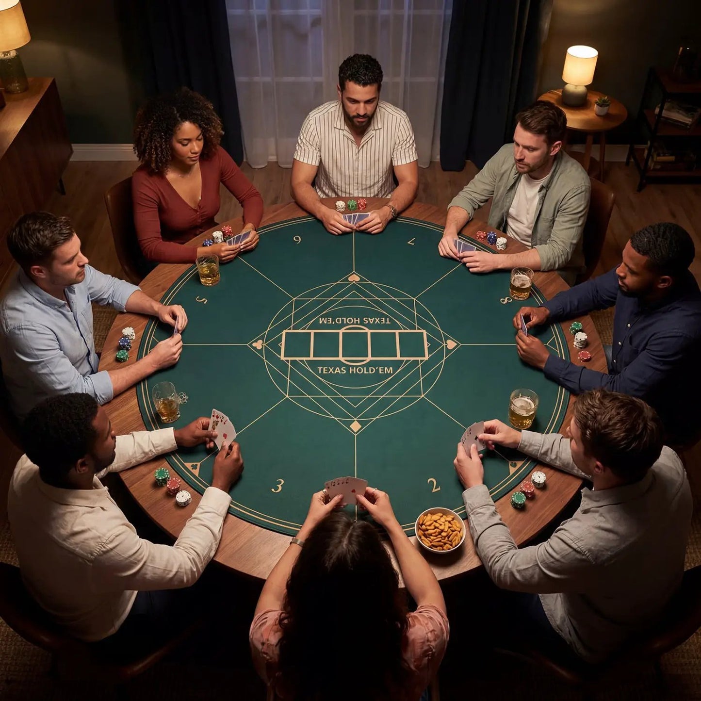 Round Poker Mat For Texas Holdem 47in Carry Bag