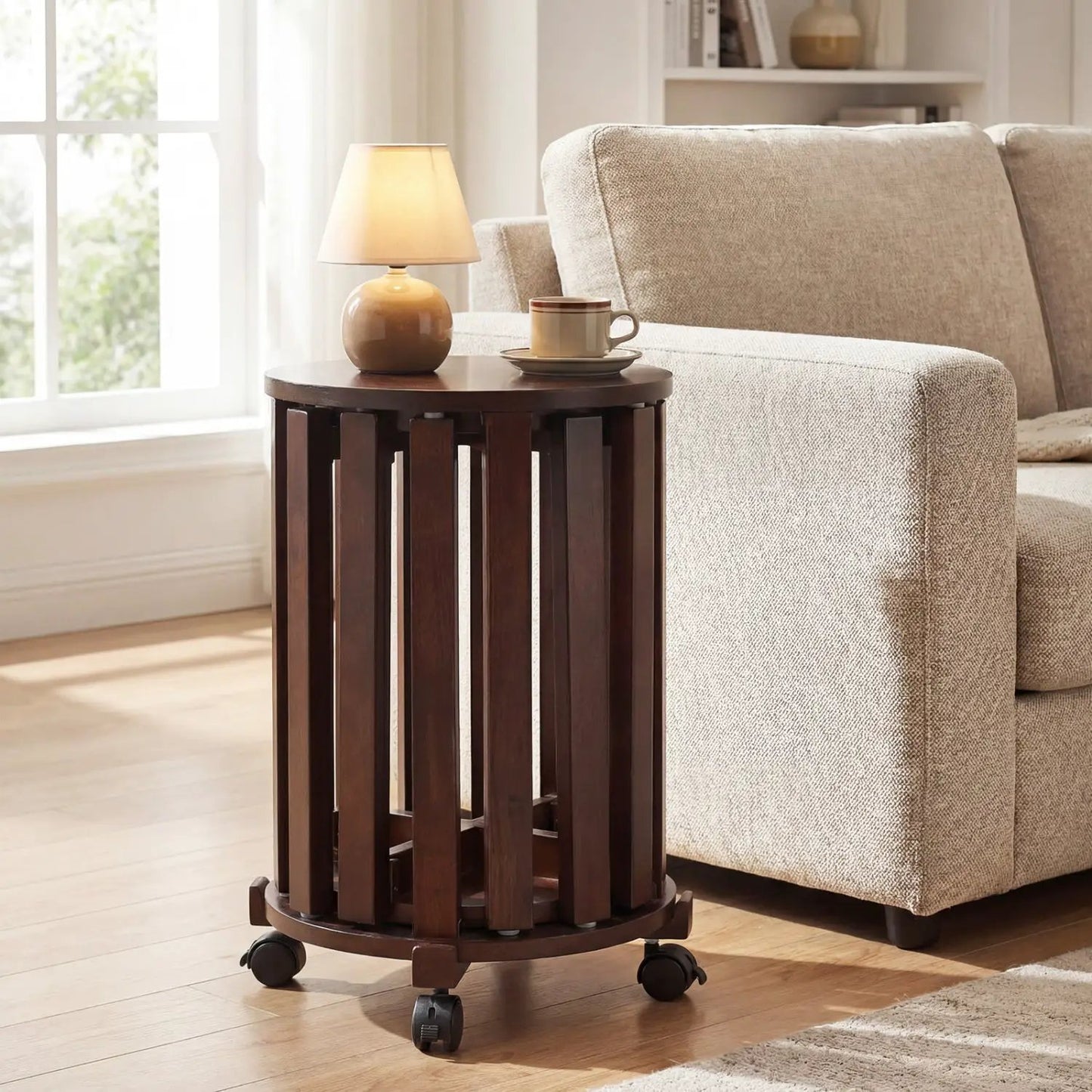Round Portable Wood Nesting Stools with Casters