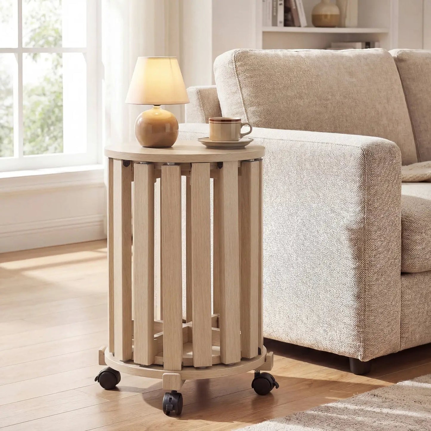 Round Portable Wood Nesting Stools with Casters