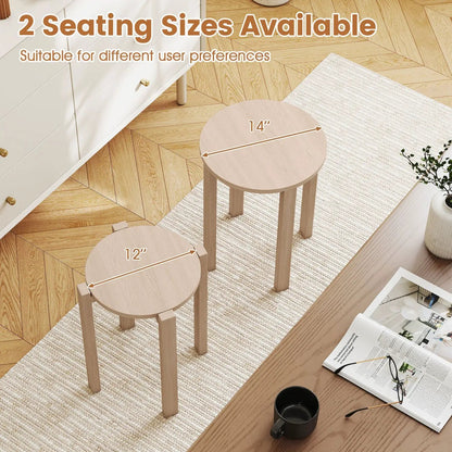 Round Portable Wood Nesting Stools with Casters