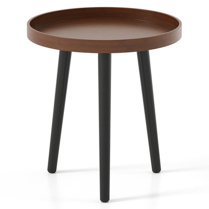 Mesa de centro redonda con bandeja de madera