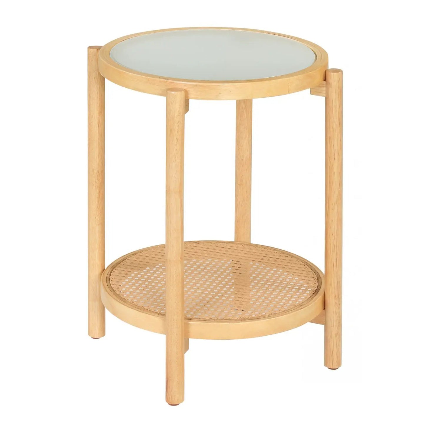 Round Side Table 2 Tier End Table Tempered Glass