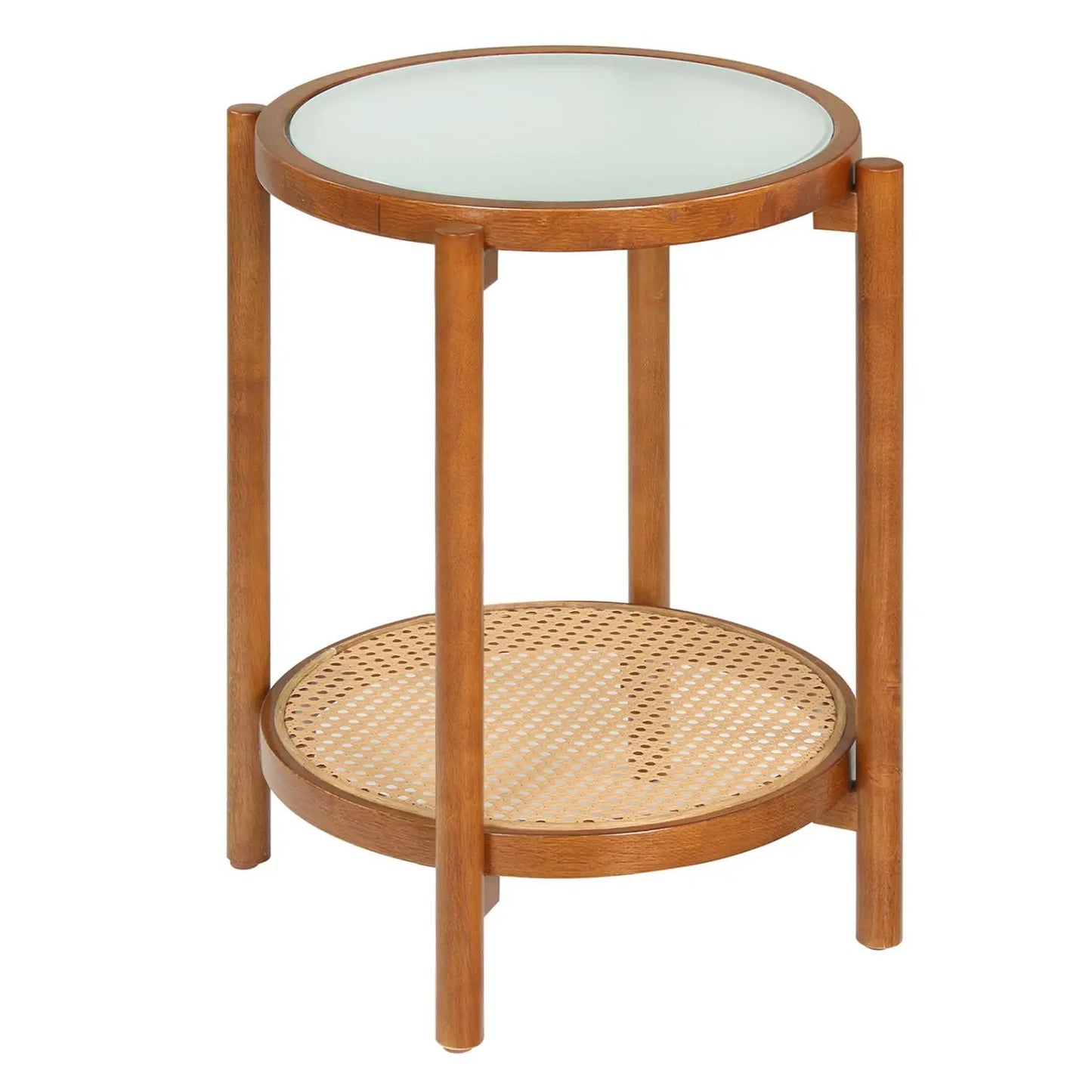 Round Side Table 2 Tier End Table Tempered Glass