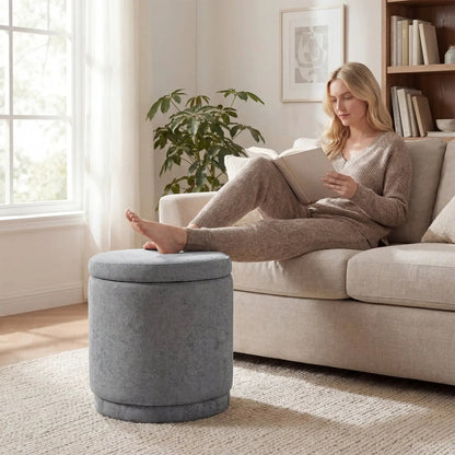 Round Storage Ottoman with Removable Lid