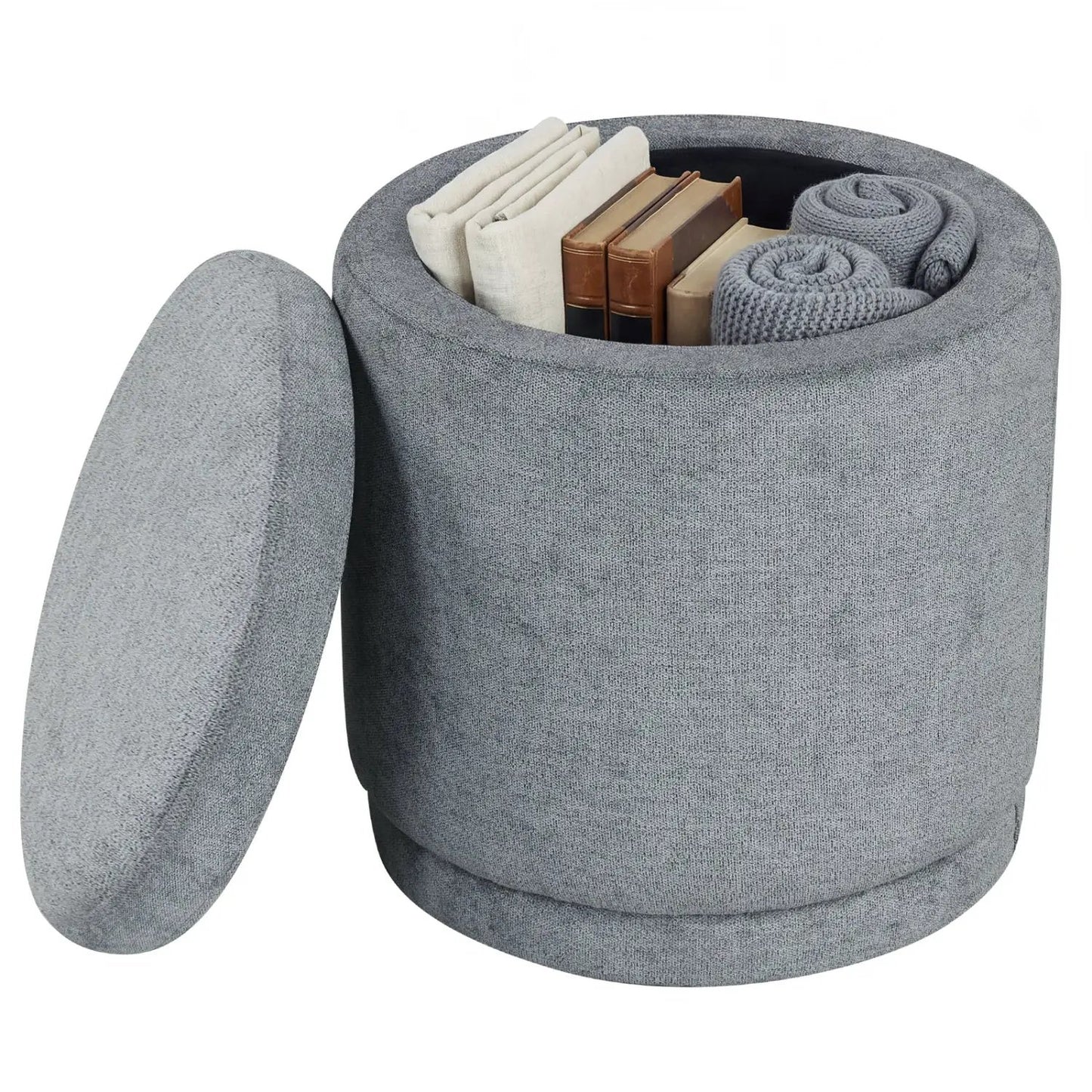 Round Storage Ottoman with Removable Lid