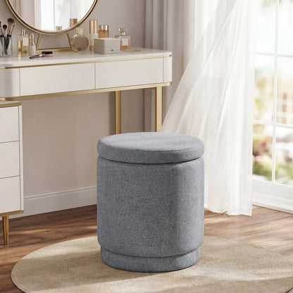 Round Storage Ottoman with Removable Lid