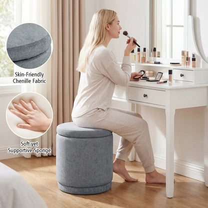 Round Storage Ottoman with Removable Lid