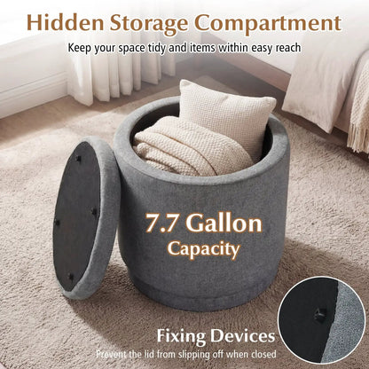 Round Storage Ottoman with Removable Lid