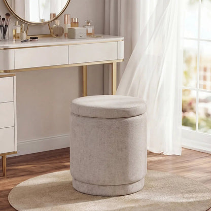 Round Storage Ottoman with Removable Lid