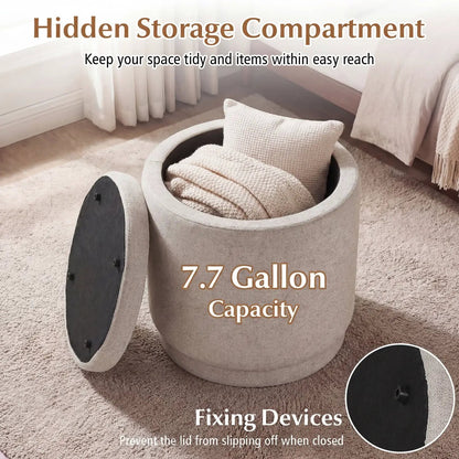 Round Storage Ottoman with Removable Lid
