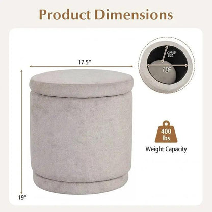 Round Storage Ottoman with Removable Lid