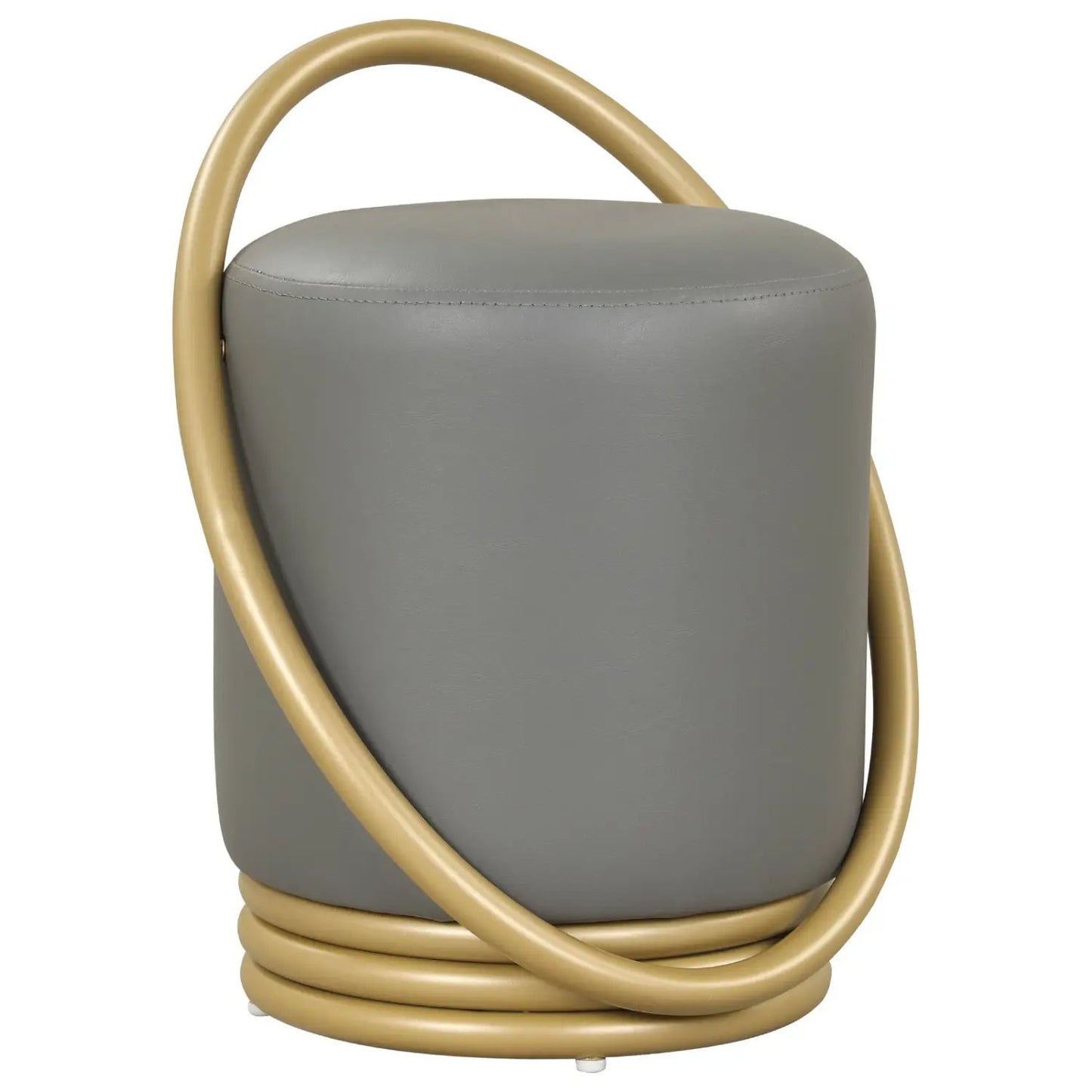 Round Vanity Stool with Gold Halo Design