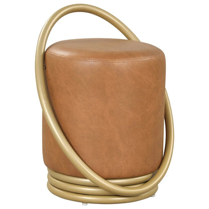 Round Vanity Stool with Gold Halo Design