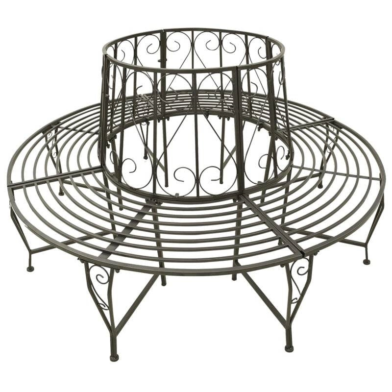 Roundabout Circular Outdoor Garden Tree Bench in Heavy Duty Grey Steel - Tampa Home & Garden Store