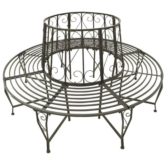 Roundabout Circular Outdoor Garden Tree Bench in Heavy Duty Grey Steel - Tampa Home & Garden Store
