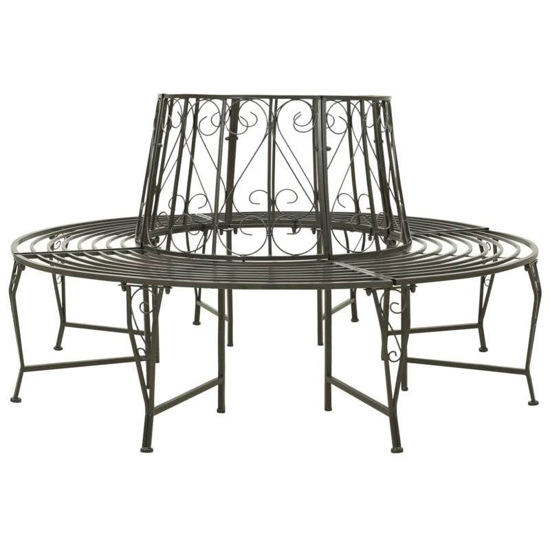 Roundabout Circular Outdoor Garden Tree Bench in Heavy Duty Grey Steel - Tampa Home & Garden Store