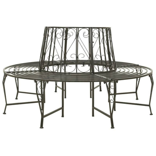 Roundabout Circular Outdoor Garden Tree Bench in Heavy Duty Grey Steel - Tampa Home & Garden Store