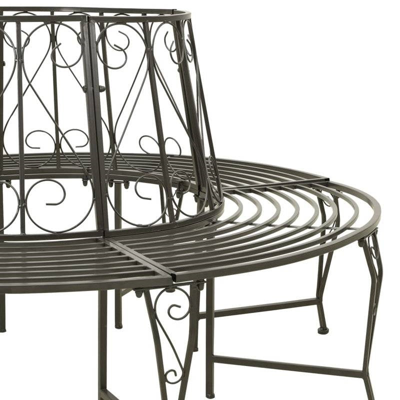 Roundabout Circular Outdoor Garden Tree Bench in Heavy Duty Grey Steel - Tampa Home & Garden Store