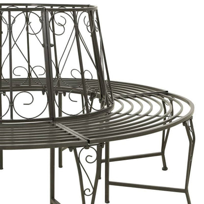 Roundabout Circular Outdoor Garden Tree Bench in Heavy Duty Grey Steel - Tampa Home & Garden Store