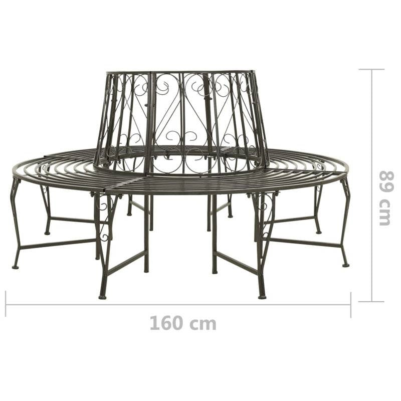 Roundabout Circular Outdoor Garden Tree Bench in Heavy Duty Grey Steel - Tampa Home & Garden Store
