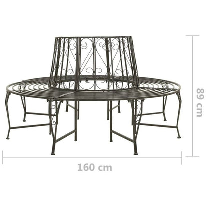 Roundabout Circular Outdoor Garden Tree Bench in Heavy Duty Grey Steel - Tampa Home & Garden Store