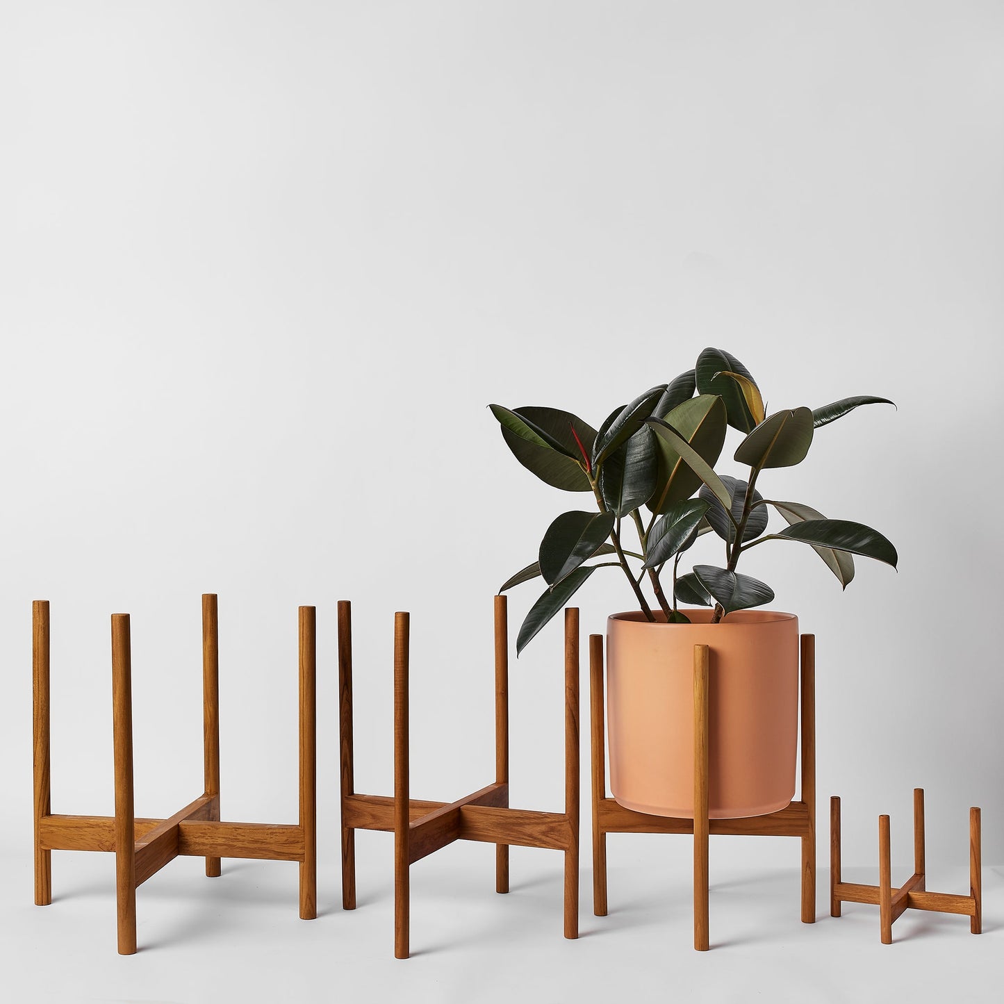 Support à plantes arrondi en bois dur