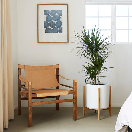 Support à plantes arrondi en bois dur