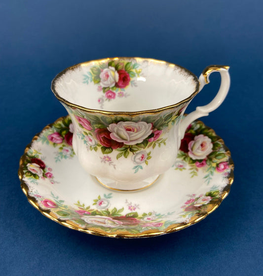 Royal Albert Cup and Saucer. Celebration Motif Tea/Coffee Set. Red, Pink & White Roses. Made in England. Collectibles. Gift for Her. - Tampa Home & Garden Store