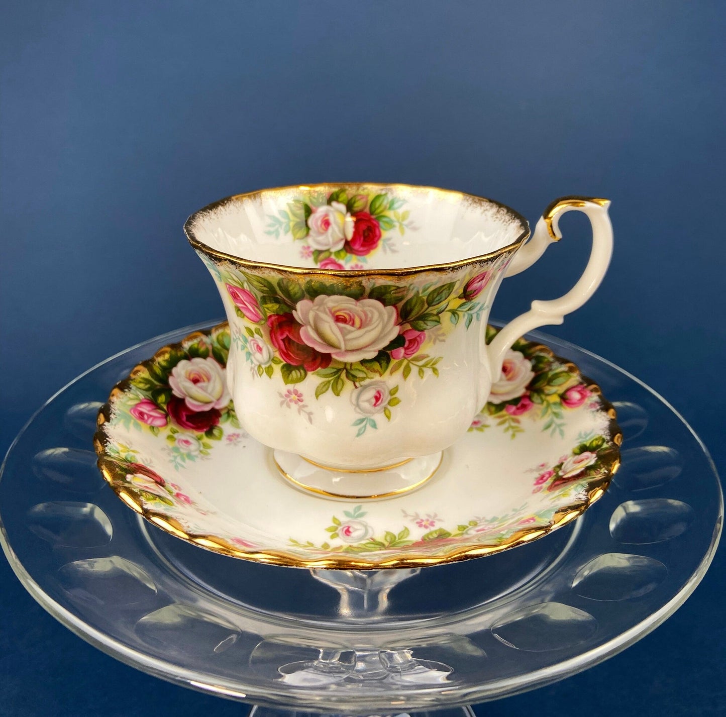 Royal Albert Cup and Saucer. Celebration Motif Tea/Coffee Set. Red, Pink & White Roses. Made in England. Collectibles. Gift for Her. - Tampa Home & Garden Store