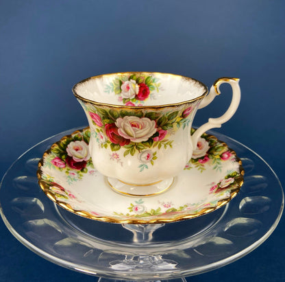 Royal Albert Cup and Saucer. Celebration Motif Tea/Coffee Set. Red, Pink & White Roses. Made in England. Collectibles. Gift for Her. - Tampa Home & Garden Store