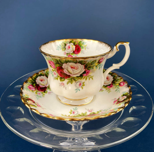Royal Albert Cup and Saucer. Celebration Motif Tea/Coffee Set. Red, Pink & White Roses. Made in England. Collectibles. Gift for Her. - Tampa Home & Garden Store
