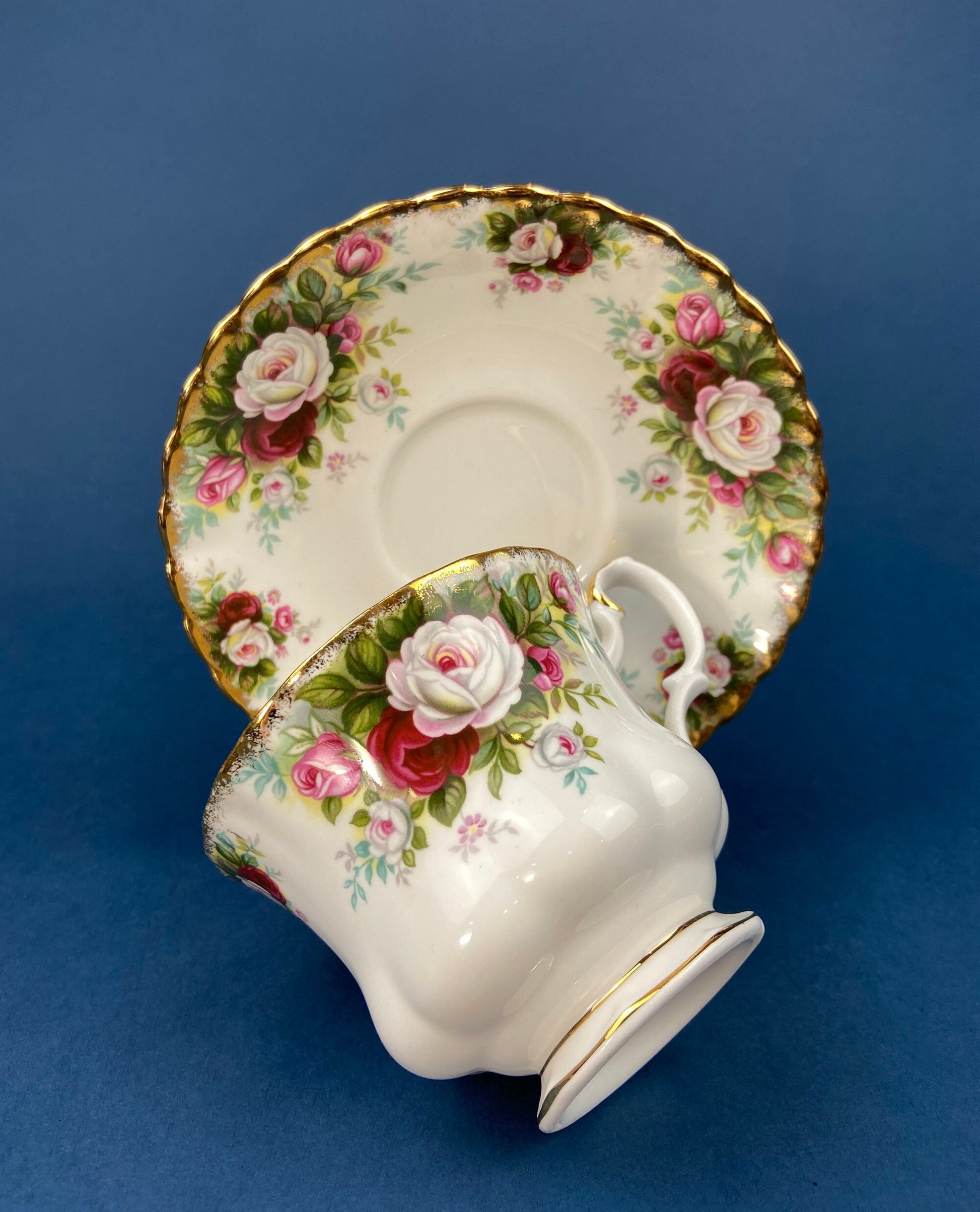 Royal Albert Cup and Saucer. Celebration Motif Tea/Coffee Set. Red, Pink & White Roses. Made in England. Collectibles. Gift for Her. - Tampa Home & Garden Store