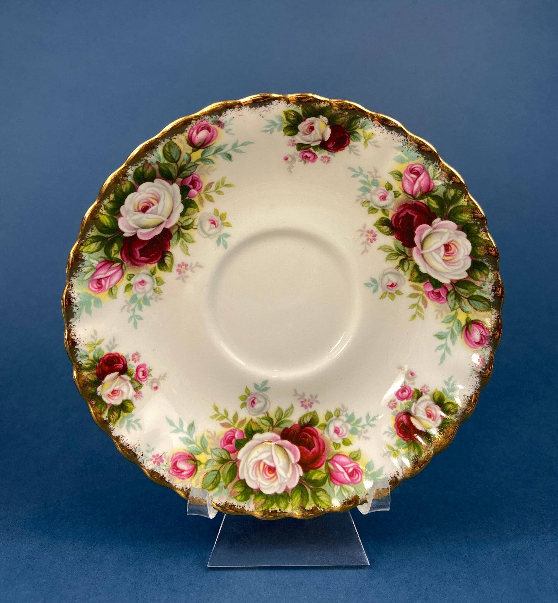 Royal Albert Cup and Saucer. Celebration Motif Tea/Coffee Set. Red, Pink & White Roses. Made in England. Collectibles. Gift for Her. - Tampa Home & Garden Store