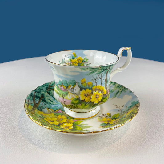 Royal Albert Cup and Saucer. Country Scenes. Primrose Hill. Vintage Tea Set. Fine Bone China. Tea Party. Dining Room Decor. Gift for Mom. - Tampa Home & Garden Store