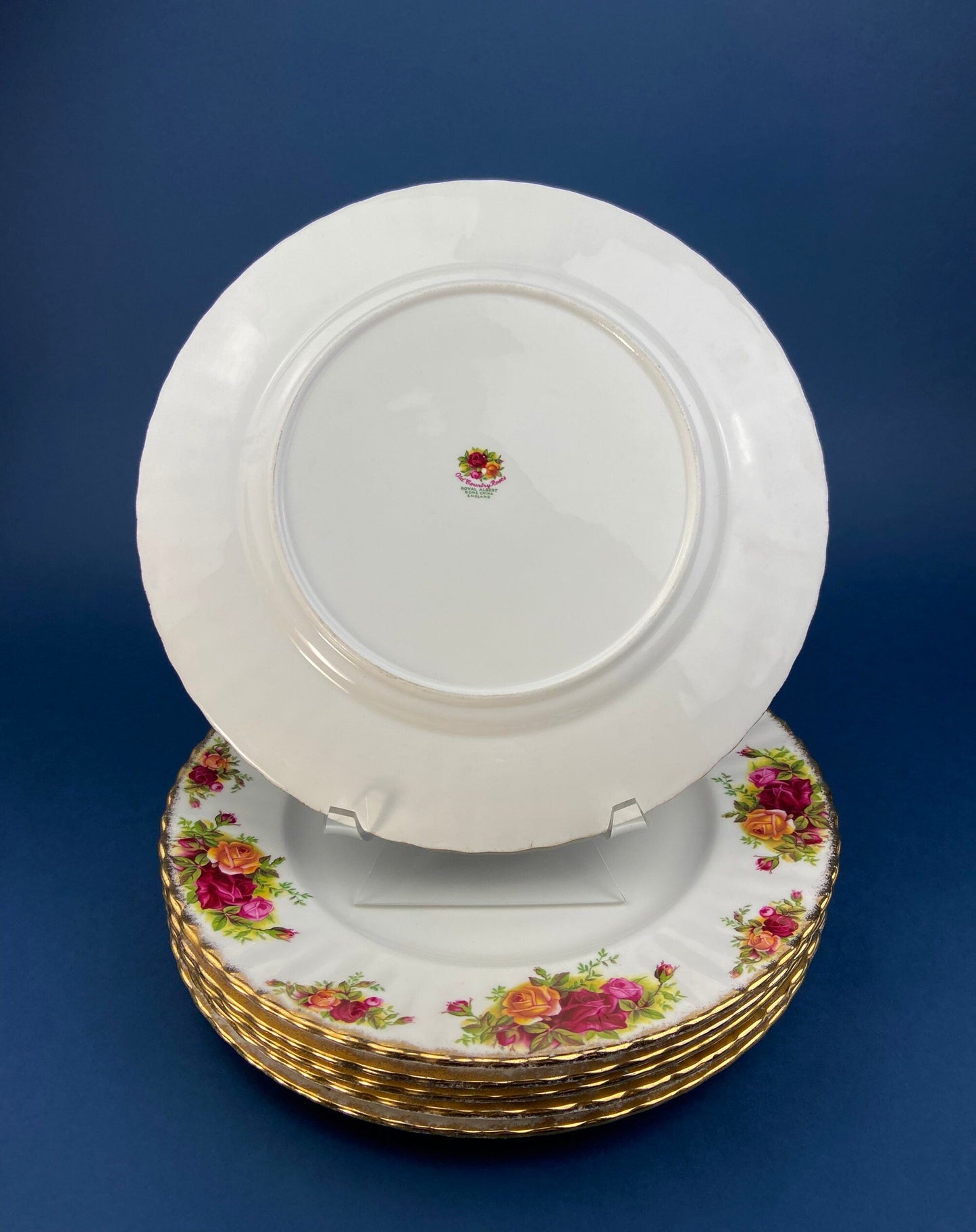 Royal Albert Old Country Roses Motif 10.25" Dinner Plates. Set of 5 Plates. Made in England. Dining Room Table Decor. Modern Farmhouse. - Tampa Home & Garden Store