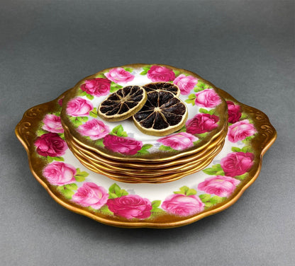 Royal Albert Set of Six Dessert Plates and One Serving Plate  with Old English Rose Pattern.  Made in England. - Tampa Home & Garden Store