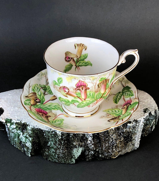 Royal Albert Teacup with Saucer. Tea Set with Jack- in-a-Pulpit. Intricate Handle and Scalloped Saucer, Made in England. - Tampa Home & Garden Store