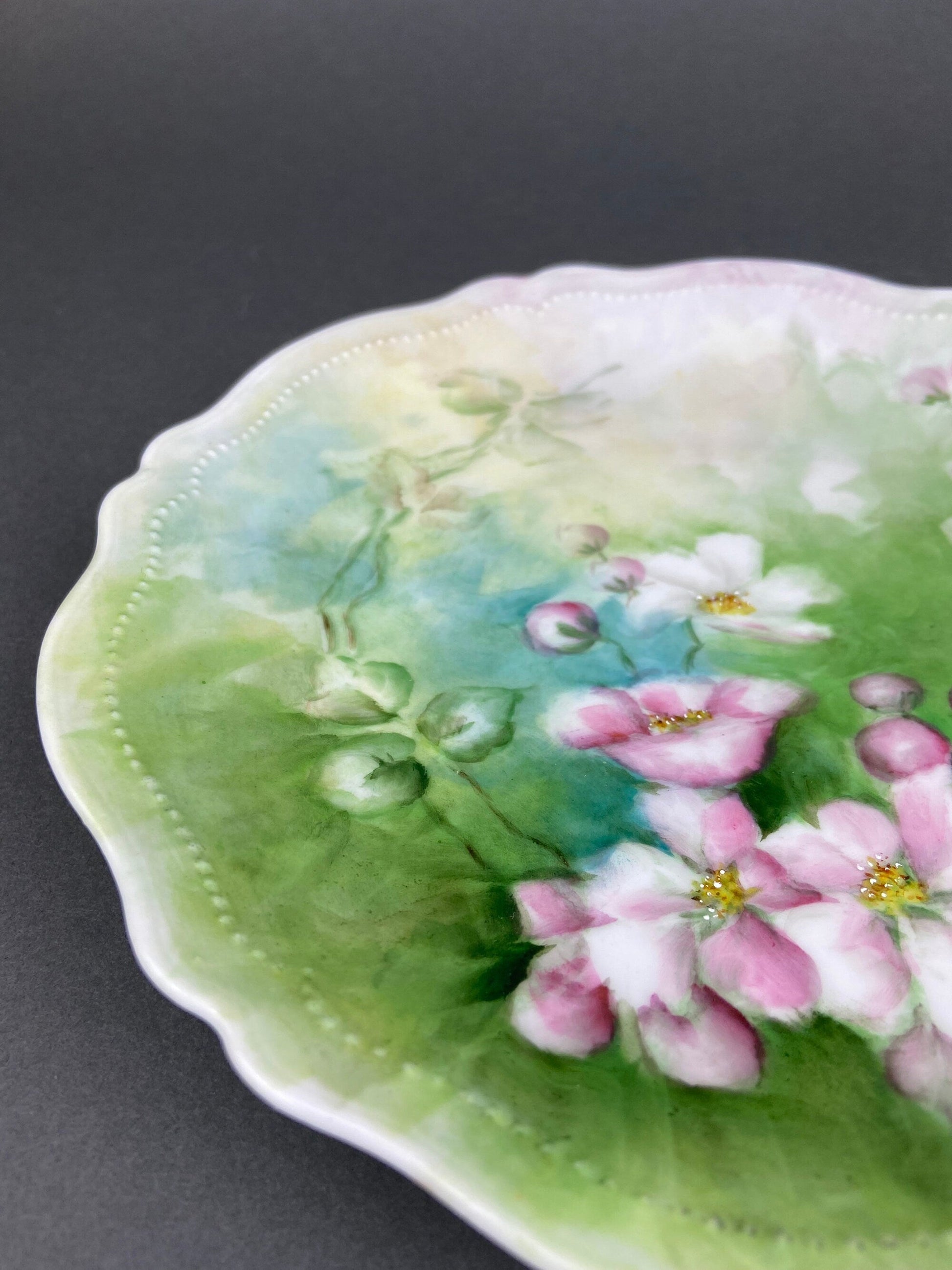 Royal Austria Decorative Plate: Hand-Painted Tea Roses, Fine Bone China - Tampa Home & Garden Store