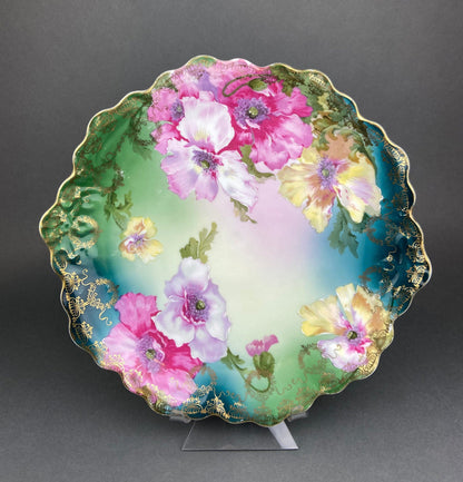 Royal Austria Decorative Plate: Hand-Painted Tea Roses, Fine Bone China - Tampa Home & Garden Store
