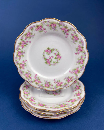 Royal Limoges Dessert Plates (Set of 4): Antique Hand-Painted Rose Garland, Made in France - Tampa Home & Garden Store