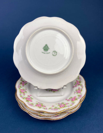 Royal Limoges Dessert Plates (Set of 4): Antique Hand-Painted Rose Garland, Made in France - Tampa Home & Garden Store