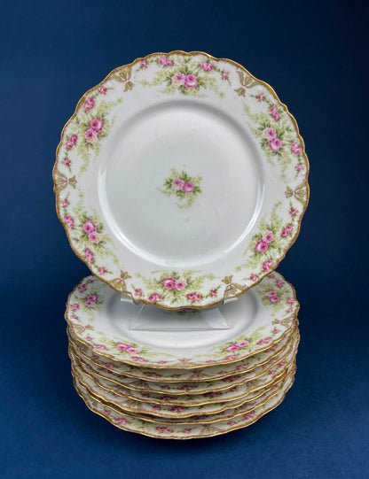 Royal Limoges Dessert Plates (Set of 4): Antique Hand-Painted Rose Garland, Made in France - Tampa Home & Garden Store