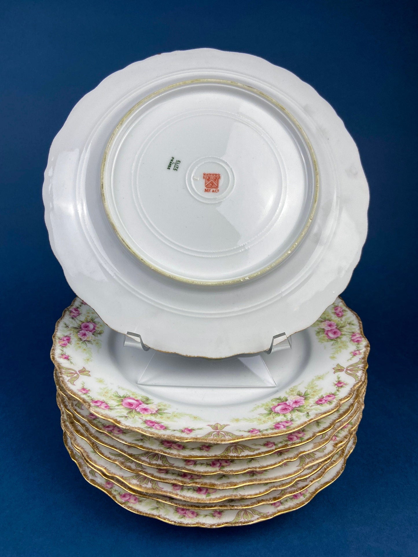 Royal Limoges Dessert Plates (Set of 4): Antique Hand-Painted Rose Garland, Made in France - Tampa Home & Garden Store