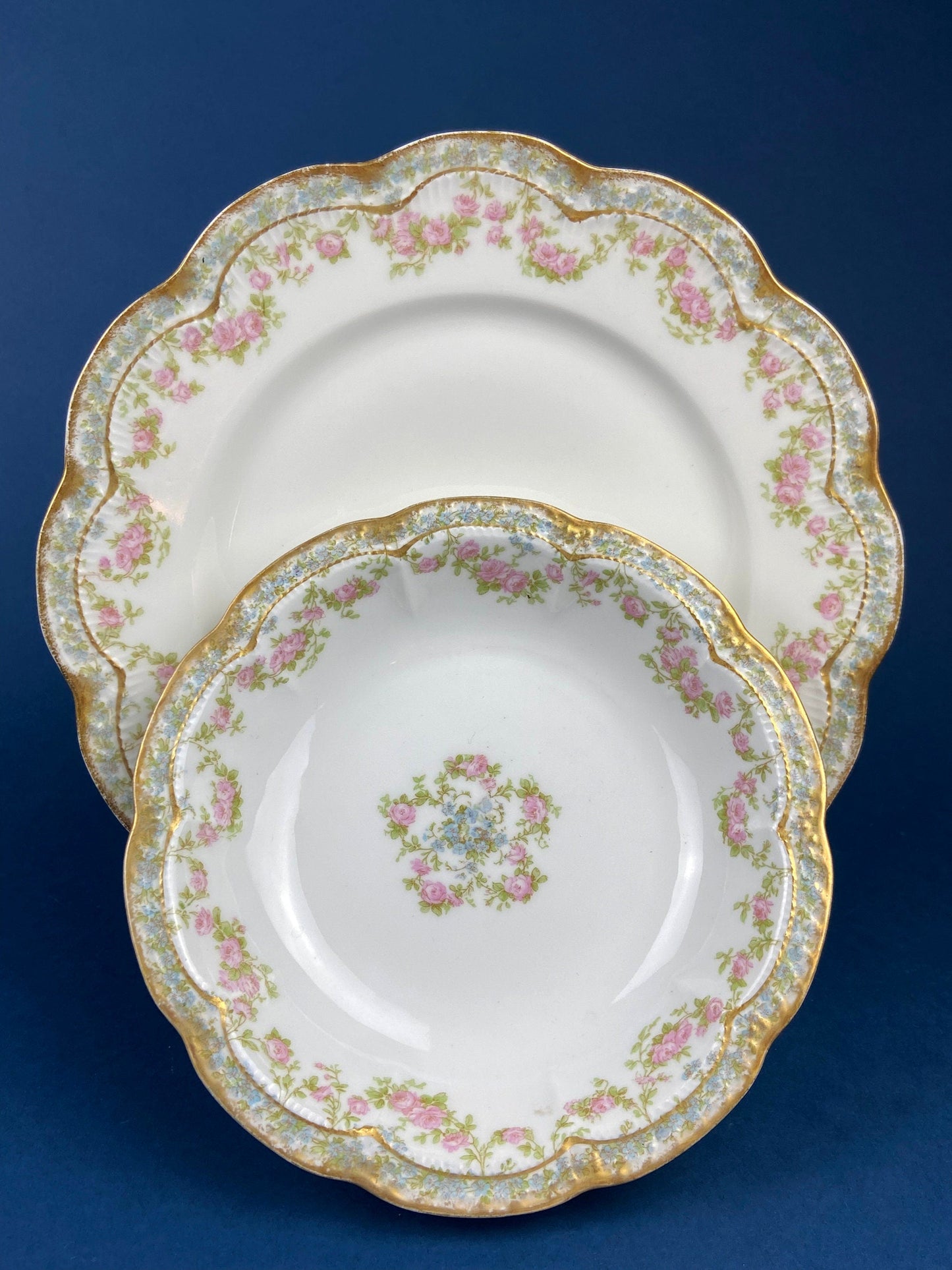 Royal Limoges Dessert Plates (Set of 4): Antique Hand-Painted Rose Garland, Made in France - Tampa Home & Garden Store