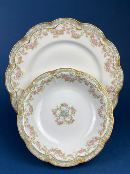 Royal Limoges Dessert Plates (Set of 4): Antique Hand-Painted Rose Garland, Made in France - Tampa Home & Garden Store
