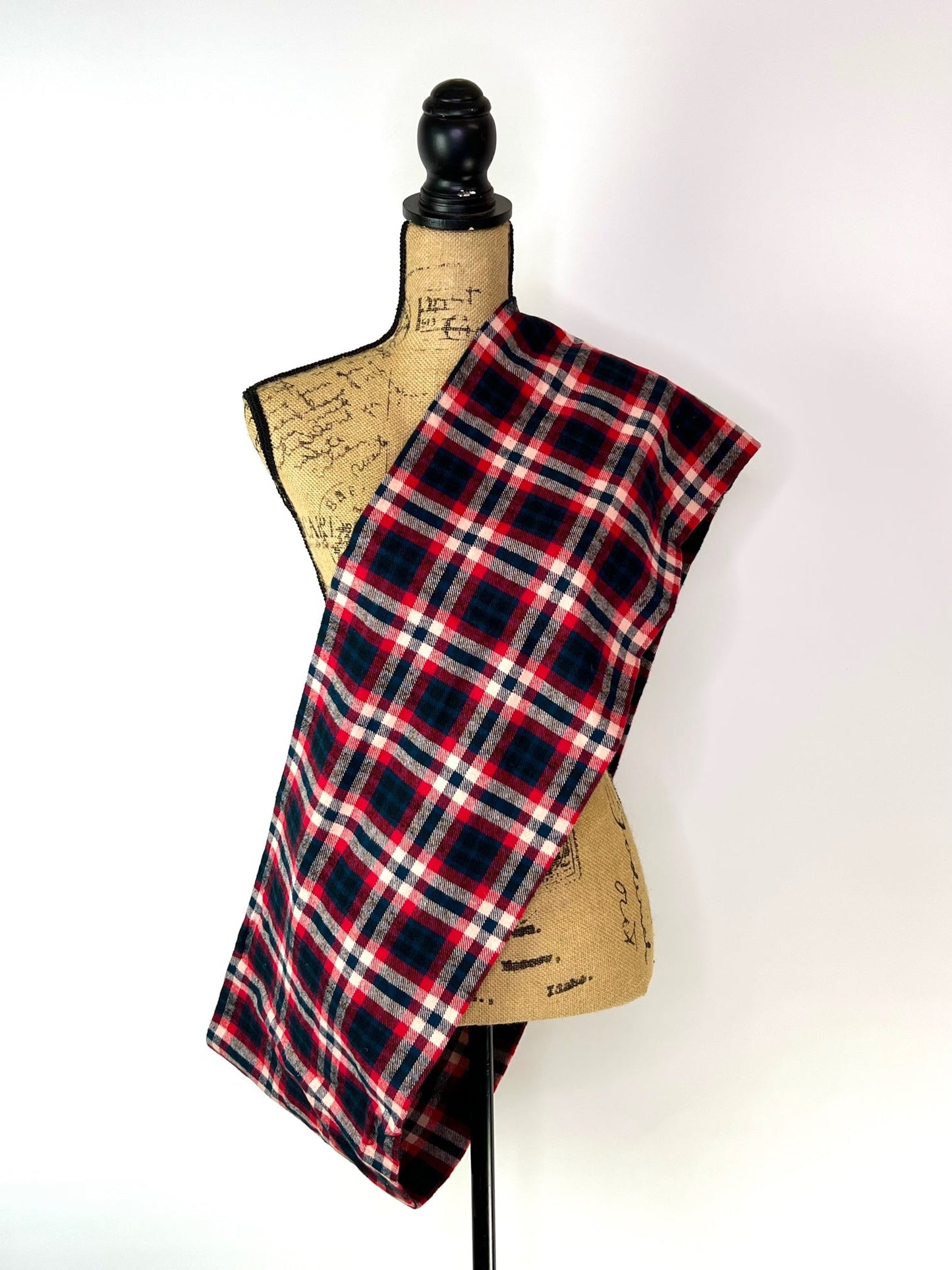 Royal Navy, Red, Black and Creamy White Plaid Flannel Infinity or Blanket Scarf - Tampa Home & Garden Store