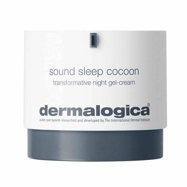 Dermalogica Sound Sleep Cocoon Night Gel-Cream face cream in white jar with gray base on Tampa Home & Garden Store